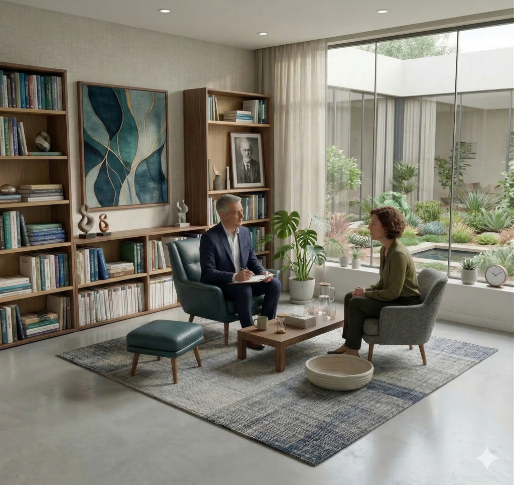 Therapiegespräch zwischen Therapeuten und Klienten